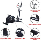 Sunny Health & Fitness Upright Elliptical Machine, Full Body Cardio Exercise with Adjustable Resistance, Arm and Leg Workout Machine, SunnyFit App via Bluetooth Optional Electro-Magnetic Resistance