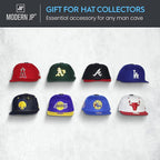 Modern JP Adhesive Hat Hooks for Wall (32-Pack) - Hat Rack for Baseball Caps, Minimalist Hat Display, Strong Hold Hat Hangers for Wall - USA Patented, White