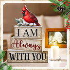 4 Pieces Cardinal Gift Decorations Wooden Red Cardinal Sign for Loss of Loved One Tiered Tray Decor I Am Always with You Sign Sympathy Remembrance Memorial Gifts for Home Kitchen Shelf Tabletop