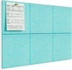 MaxGear Large Cork Board for Wall 36" x 24", Aqua Blue Bulletin Board, 6 Pack Felt Wall Tiles with Pushpins, Cork Boards for Office Push Pin Board Tack Board Felt Board