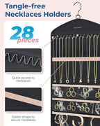 BAGSMART Hanging Jewelry Organizer with Hanger Metal Hooks Double-Sided Jewelry Holder for Organizing Earrings Necklaces Rings Perfect for in Hanging Closet, Wall, Door, 1 Piece, M, Black