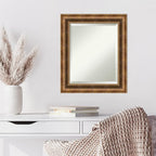 Amanti Art Bronze Wall Mirror 25x21 Manhattan Bronze Rectangle Bathroom Mirror for Wall Decor Living Room, Small Traditional Wood Frame, Hangs Horizonally and Vertically, Bathroom Decor, Beveled Edge