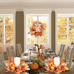 6 Pcs 3 Inch Fall Floral Wreaths Autumn Harvest Sunflowers Pumpkins Leaves Berries Hanging Candle Rings Wreath Mini Thanksgiving Table Centerpiece Wreath for Pillar Cabinets Farmhouse Decoration