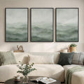 Large Framed Green Abstract Landscape Canvas Wall Art for Living Room, 3 Piece Modern Prints Paintings Artwork for Walls, Minimalist Nature Mountain Pictures Wall Decor for Bedroom, Office 24x36 In