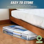 HIBAG 20 Gallon Under Bed Storage Containers, Underbed Clothing Storage Bins, Clear Plastic Organizer with Reinforced Handles, for Clothes Comforters Blankets Towels Pillows Bedding (2 Pack)