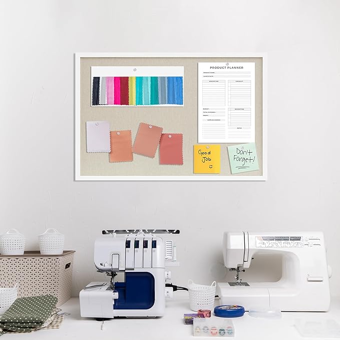 DAHAPYBOO Cork Board with Linen White 2Pack,Bulletin Board 30"x20" Hanging Corkboards for Office Home School Message Board or Vision Board Decoration.