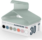 Neaties Plastic Hangers 30 Pack – Made in The USA – 6lb Capacity Standard Clothes Hangers with Strap Hooks for Dresses, Lingerie, Shirts, Pants, and Jackets – Mint