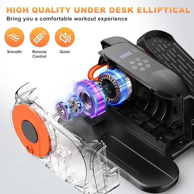 Mini Under Desk Elliptical Low Impact Electric Leg Exerciser As Seen on TV While Sitting for Seniors with Non-Slip Mat Quiet & Portable for Home and Office