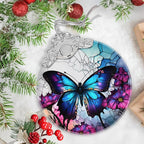 Stained Glass Suncatcher Ornament - Butterfly Christmas Decorations - Christmas Ornaments for Tree - Holiday Present Ideas - Gift Exchange