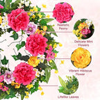 Yastouay Spring Summer Wreaths for Front Door, 24 Inch Large Spring Summer Door Wreath with Vibrant Peonies Hibiscus Flowers, Spring Wreath for Front Door Farmhouse Porch Wall Window Indoor Outdoor