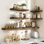Acovy 32 Inch Floating Shelves, 3D Textured Wood Grain, 32"x9.25"x1.5" Inch Deep Floating Shelves for Wall, Wooden Shelves for Bathroom, Bedroom, Living Room, Brown, 2 Pieces