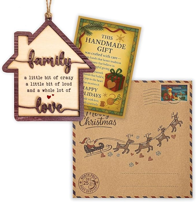 Family Ornament, Family Christmas Ornament, Christmas Ornaments 2026 – Wooden House-Shaped Holiday Keepsake, Funny Family Quote Gift, A Whole Lot of Love Tree Decoration, Home Themed Ornament