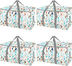 BALEINE 4-Pack Oversized Moving Bags with Reinforced Handles, Heavy-Duty Storage Tote for Clothes, Moving Supplies (Mosaic, 4-Pack)