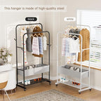 Clothes Garment Coat Rack Drying Clothing Racks Metal Freestanding for Hanging Clothes Portable Closet for Laundry Bedroom White