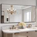 TRAHOME Bathroom Vanity Mirror for Wall, 60" x 36" Metal Framed Rectangular Bathroom Wall Mirror for Over Sink, HD Shatterproof Glass, Hangs Horizontally or Vertically(Black)