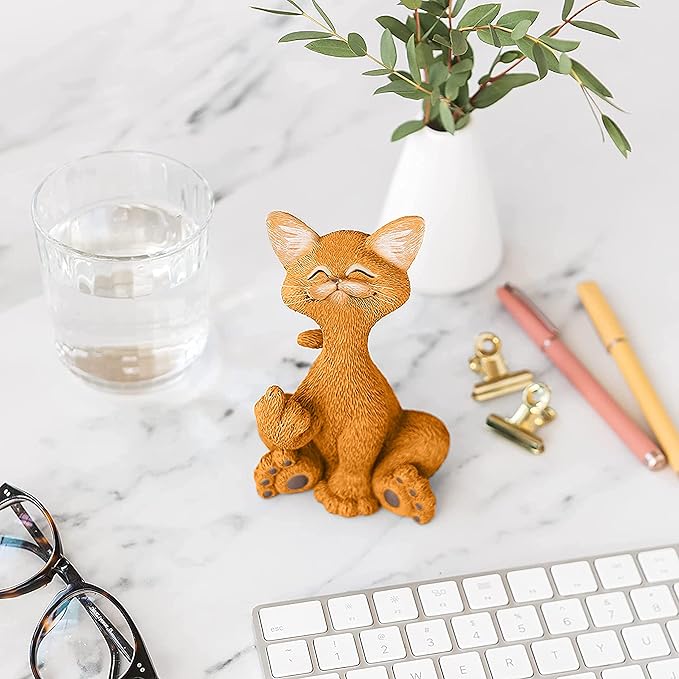 Catitude - Whimsical Cat Raising Middle Finger Figurine - Hilarious Get Ready for Laughs - Stress Relief - Gifts for Cat Lovers,