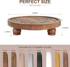 EOSAHR Rustic Pine Wood Riser for Kitchen Counter - Farmhouse Round Pedestal Stand Apply to Home Essentials - Bathroom Tray for Bathroom Decor (Vintage Brown)