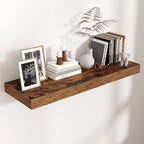 Venusmiles Floating Shelves for Wall, 36 Inch Wide x 12 Inch Deep Floating Shelves, Long Wood Floating Wall Shelf Shelves for Living Room Bathroom Bedroom Kitchen Home - (Brown, 36" W x 12" D x 2" H)