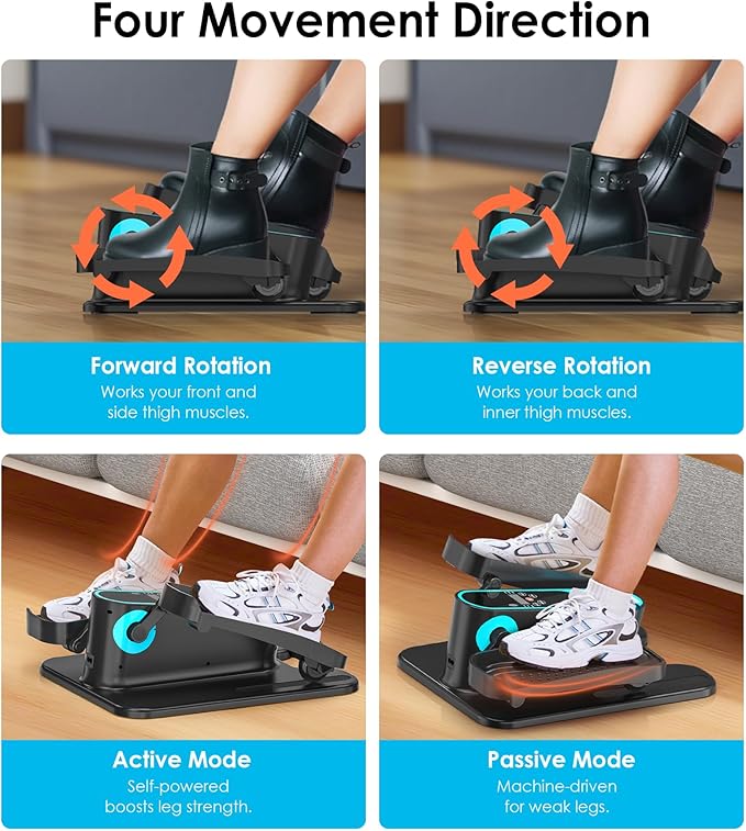2025 New Under Desk Elliptical Machine,Portable Seated Pedal Exercise Machine for Seniors, 12 Adjustable Speed Elipse Leg Exerciser with Remote Control,Quiet Foot Exercise Machine for Home Office
