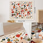 U'Artlines 8x10ft Colorful Floral Area Rug, Machine Washable Ultra Soft Low Pile Non Slip Non Shedding Accent Floor Carpet for Living Room, Bedroom, Dining Room, Office (Beige)