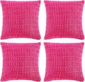 Fancy Homi 4 Packs Decorative Throw Pillow Covers for Living Room Couch Bed, Modern Farmhouse Boho Home Décor Accent Cushion Case, 20" x 20", Hot Pink