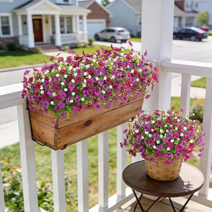 Artificial Flowers for Outdoors Spring Decoration, 12 Bundles Fake Flower Daisy with Realistic Eucalyptus Leaves, Faux Plants for Greenery Boxwood Porch Patio Garden Pot Lawn