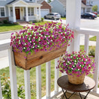 Artificial Flowers for Outdoors Spring Decoration, 12 Bundles Fake Flower Daisy with Realistic Eucalyptus Leaves, Faux Plants for Greenery Boxwood Porch Patio Garden Pot Lawn