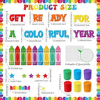 Epakh Bulletin Board Set DIY Decorations 3D Paper Cutouts for Summer Window Chalkboards Wall Door Decor(Colorful Crayon)