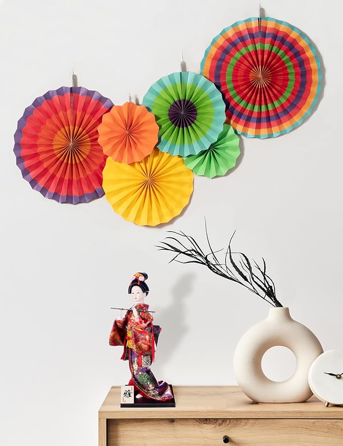 ALAMIYA Home Decoration Asian Japanese Geisha Kimono Doll Collectible Figurine Gift with Paper Fan