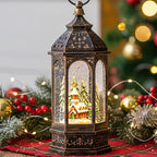 Christmas Snow Globe Lantern Lighted Holiday Village Church with Music& Timer, USB Lined/Battery Operated Lighted Lantern for Christmas Festival Decoration Gifts