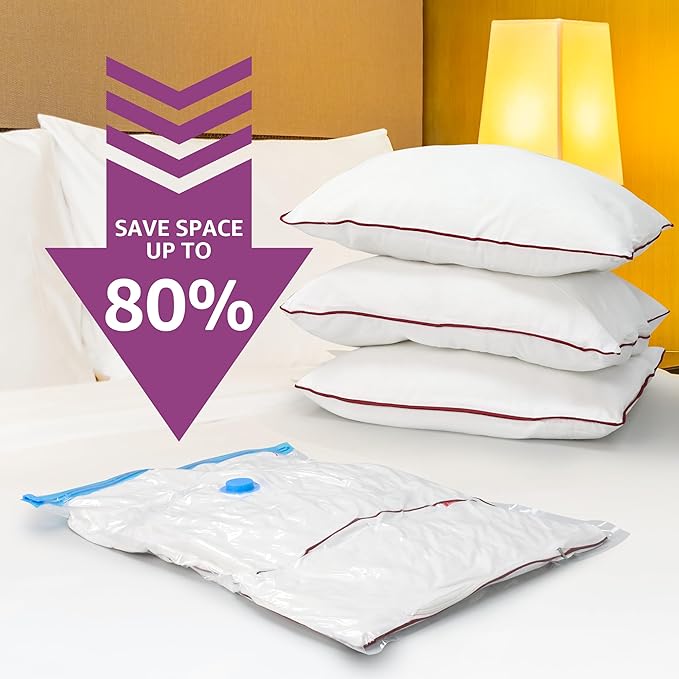 Space Bags Vacuum Storage Bags (Jumbo 48 Pack) Save 80% Space - Vacuum Bags for Comforters and Blankets, Bedding, Compression Seal for Closet Storage - Pump for Travel