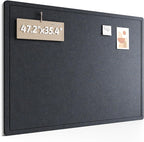 Fluxynara Large Bulletin Board, 47.2" x 35.4" Cork Board Alternative with 24 Safe Removable Adhesive Tabs, Foldable Felt Pin Board for Home Office, Classroom, Bedroom,Entryway for Walls—Navy Blue