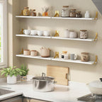 YGEOMER White Floating Shelves for Wall, Farmhouse 23.6 Inch Wall Shelves for Bedroom, Bathroom Storage, Living Room and Kitchen Decor (Set of 6 White)