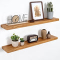 Marsmiles 36 inch Floating Shelves for Wall Solid Elm Wood Shelves|Rustic Wall Mounted Shelves with Heavy-Duty Invisible Bracket for Bathroom Living Room Kitchen|Rounded Edge Design|Natural, 2 Pack