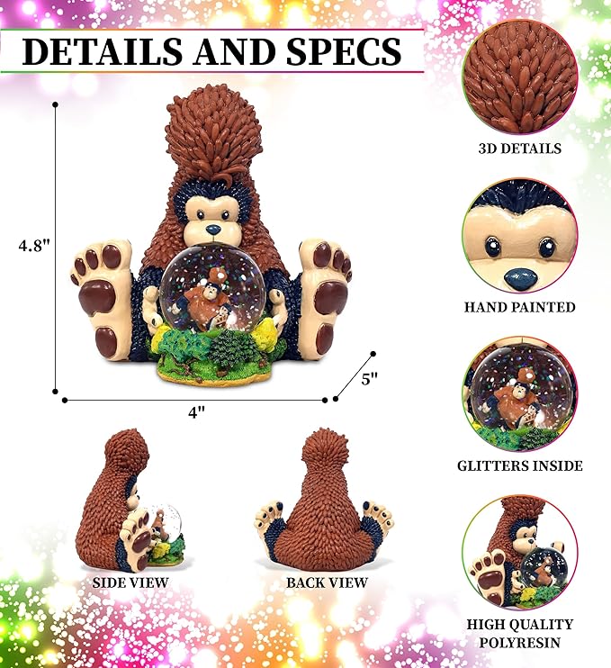 CoTa Global Big Foot Snow Globe – Sparkly Pink Glitter Snow Globe with Cute Animal Figurine, Decorative Tabletop Ornament, Collectible Globe Decor for Adults, Home, Desk, or Shelf Display - 45 mm