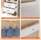 Metal Closet System, 4FT-8FT Closet Organizer System with 4 Expandable Hanging Rods and Metal Tower,79"H Walk in Closet System with 2 Drawers and Shelving,Built in Closet,Wall Mount,White