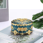 Hipiwe Vintage Metal Jewelry Box - Oval Trinket Box Ring Case with Rose Pattern Jewelry Storage Box for Ring Earrings Necklace, Keepsake Box for Women