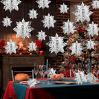OuMuaMua Christmas Snowflake Decorations Indoor, 36PCS 3D Silver Hanging Snowflakes Garland for Winter Wonderland Decor Xmas Christmas Party Baby Shower Holiday Home Decorations
