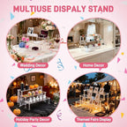 2 Packs Acrylic Display Stand Riser,3 Tier Perfume Organizer Cupcake Stand Acrylic Pop Shelves Holder,Clear Desk Display Shelf for Figure,Trinket,Collectibles,Dessert Stands for Party Decor-11.6in