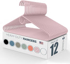 Neaties Heavy Duty Clothes Hangers 12 Pack – Made in the USA – 8lb Capacity Plastic Hangers for Adult Clothing – Durable for Pants, Coats, Jackets, or Jeans – Pink