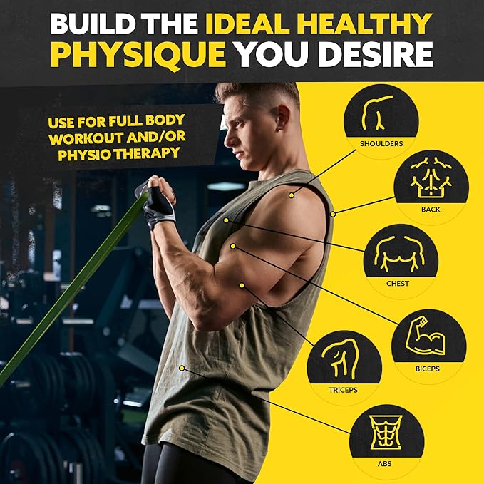 Tribe Lifting Resistance Bands for Working Out Men and Women - Set of 5 Pull Up Bands for Strength Training, Exercise Bands with Handles, Door Anchor and Bar Options for Home Gym