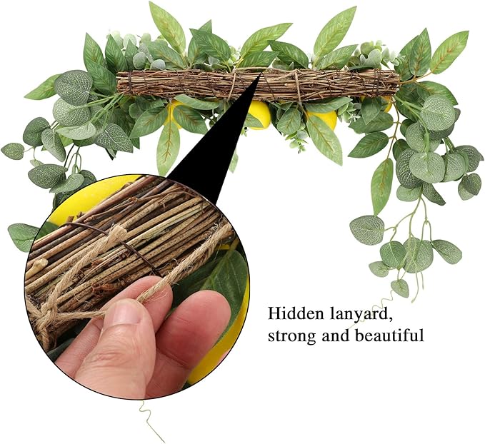 Flower Swag, Artificial Lemon Floral Swag, Door Swag Wreath Twig Simulation Hanging Ornament for Home Wedding Wall Door Decoration