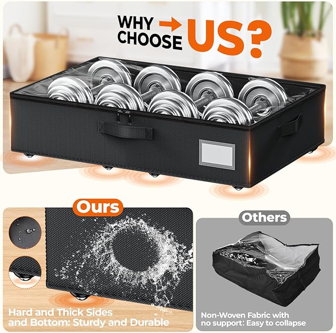 Dayacoco Underbed Storage with Wheels, 2 Pack Under Bed Storage Containers with Clear Lids No Assembly Required, 6.1 inch Rolling Under Bed Storage for Clothes, Shoes