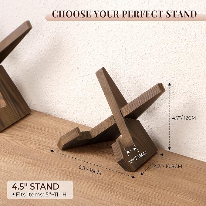 ANBOXIT 4.5 Inch Plate Stand Display - Wooden Picture Frame Holder, Decorative Table Top Easel