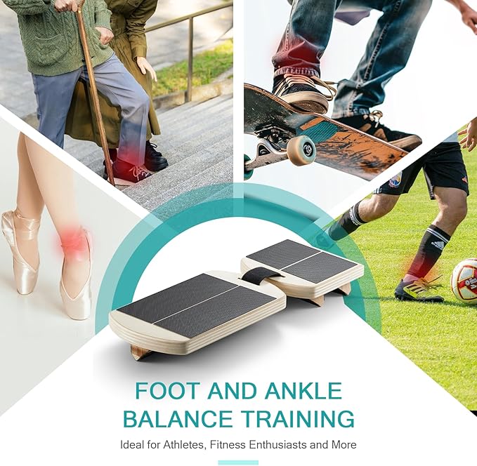 Ankle Foot Strengthener, Sprain Exerciser, Single Leg Balance Board for Stability Training, Posture Corrector, Home Gym Fitness Equipment (Log Color)