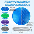 Jerify 4 Pcs Wiggle Seat Flexible Inflated Wobble Cushion Stability Balance Pad Balance Disc Sensory Seat for Men Women Fitness Physical Exercise Improving Posture Home Office