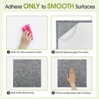 AKTOP Cork Bulletin Board 12x12, 1/2" Thick Felt Cork Board Tiles 6 Pack, Small Square Pin Board for Wall, Self Adhesive Corkboards with 60 Push Pin Wood Clips for School, Home & Office, Grey