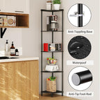 SUNMORY 5 Tier Corner Shelf Stand, Industrial 65" Corner Shelves Display Shelf for Living Room Decor, Wall Corner Bookshelf Multi Unit Organizer, Tall Shelf Plant Stand for Bedroom, Bathroom, Black