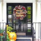 250th Anniversary Patriotic Wreath, Red White and Blue Wreath All-Weather Farmhouse Outdoor Holiday Decoration, Memorial Wreaths 3D Eagle Wreaths for Front Door (D)