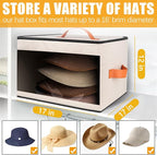 Upgraded Hat Storage Box for Women & Men,Closet Hat Boxes Organizer Bag with Dustproof Lids,Cowboy Hat Box,Hat Carrier Case For Travel